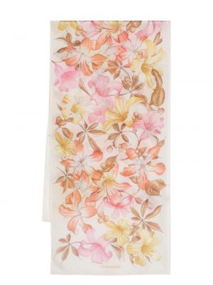 Кашмирен шал на цветя с принт Ferragamo розово