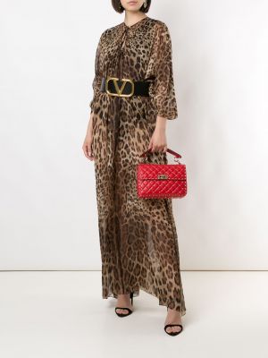 Vestido de noche con estampado leopardo Dolce & Gabbana marrón
