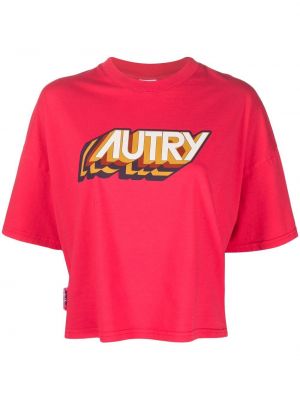 Тениска с принт Autry розово