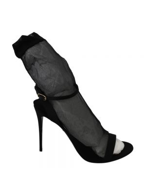 Sandały na obcasie na wysokim obcasie z siateczką Dolce And Gabbana czarne