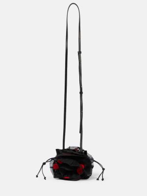Satenska torba za preko ramena s cvjetnim printom Magda Butrym crna