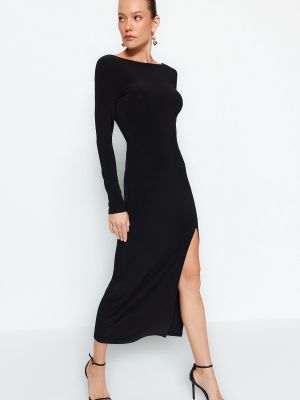 Πλεκτή μάξι φόρεμα Trendyol μαύρο