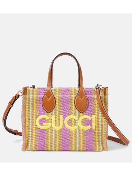 Kožená nákupná taška Gucci béžová