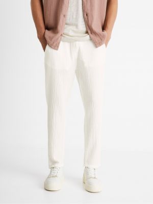 Bílé bavlněné kalhoty Celio