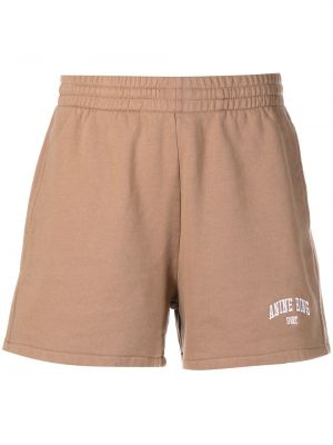 Jersey brodert shorts Anine Bing brun