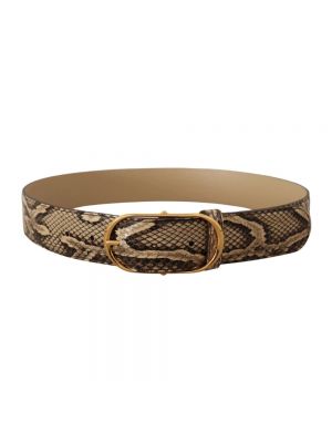 Pasek skórzany w wężowy wzór na sprzączkę Dolce And Gabbana