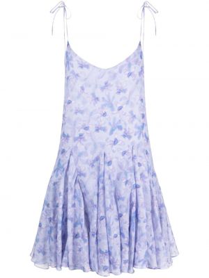 Plisirana haljina s cvjetnim printom s printom Pnk plava
