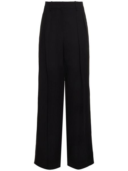 Černé lněné kalhoty relaxed fit Michael Kors Collection