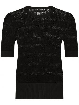 Pulover iz žakarda s čipko Dolce & Gabbana črna