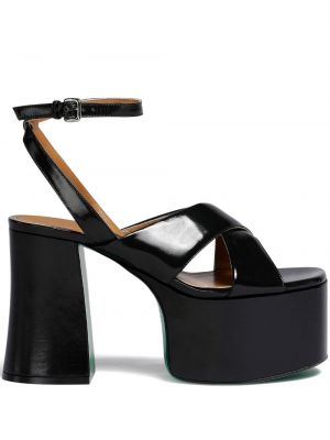 Lakované kožené sandále na platforme Marni čierna