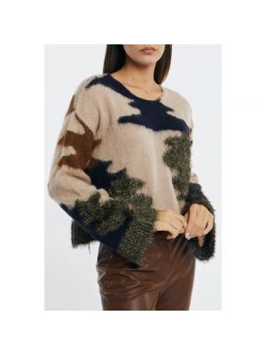 Sweter w kamuflażu Semicouture brązowy