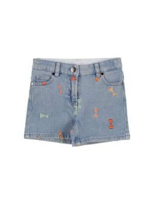 Brodert jeans-shorts for jenter Stella Mccartney Kids blå