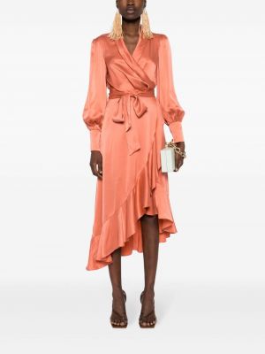 Hedvábné šaty Zimmermann oranžové