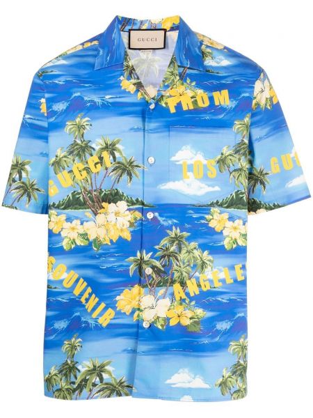 Hemd aus baumwoll mit print mit tropischem muster Gucci