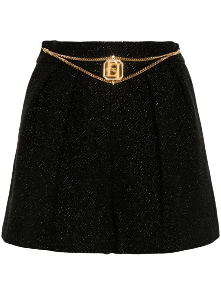 Tweed shortsit Elisabetta Franchi musta