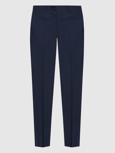 Синие шерстяные прямые брюки Brioni