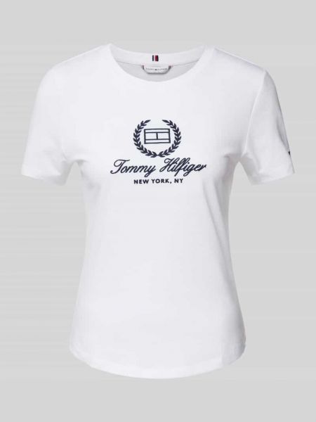 Koszulka bawełniana slim fit Tommy Hilfiger biała