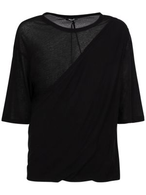 Oversized majica z draperijo Balmain črna