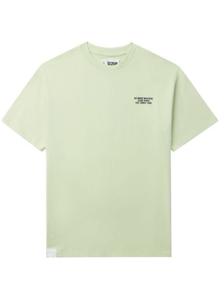 Raštuotas medvilninis marškinėliai Izzue žalia