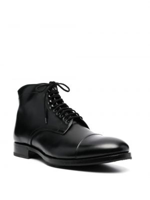 Krajkové kožené šněrovací kotníkové boty Lidfort černé