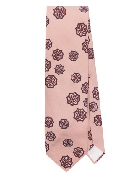 Hedvábná kravata s potiskem Lardini béžová