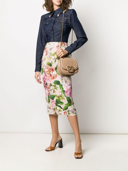 Květinové pouzdrová sukně Dolce & Gabbana růžové