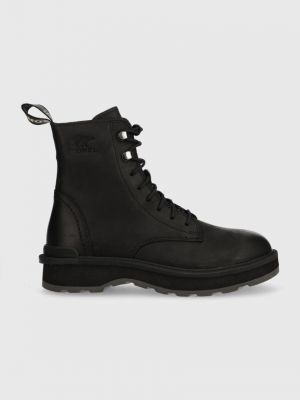 Черные утепленные кружевные кожаные ботинки Sorel