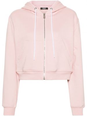 Pamučna hoodie s kapuljačom Versace ružičasta