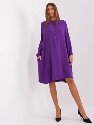 Oversized košilové šaty Fashionhunters fialové