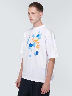 Kokvilnas t-krekls džersija Marni balts