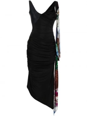Asimetrična haljina s draperijom Marine Serre crna