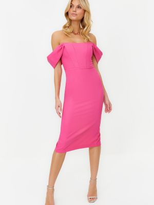 Βραδινό φόρεμα από λυγαριά Trendyol ροζ