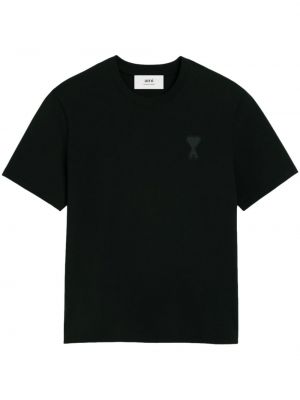 Kokvilnas t-krekls Ami Paris melns