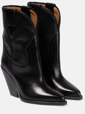 Kožené kotníkové boty Isabel Marant černé