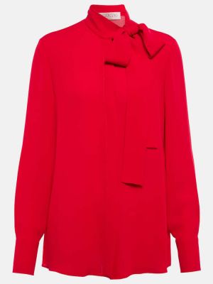 Копринена блуза Valentino червено