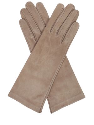 Замшевые перчатки Sermoneta Gloves бежевые