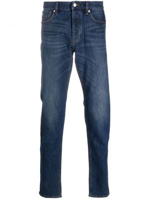 Puuvillased kitsa lõikega teksapüksid Emporio Armani sinine