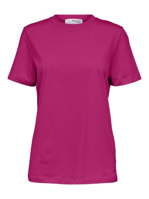 Pletené bavlnené priliehavé tričko Selected Femme