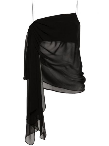 Bluza iz šifona z draperijo Monot črna