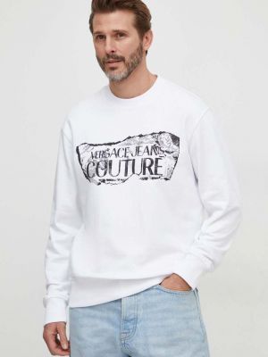 Хлопковый свитер с принтом Versace Jeans Couture белый