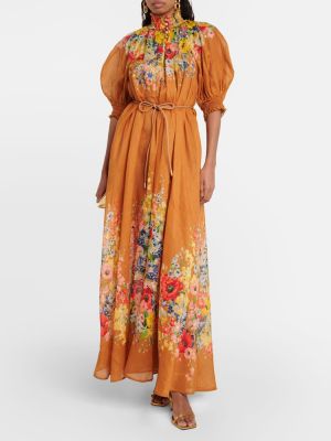 Květinové dlouhé šaty Zimmermann oranžové