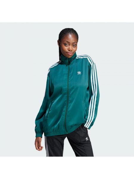 Satynowa bluza dresowa relaxed fit Adidas zielona