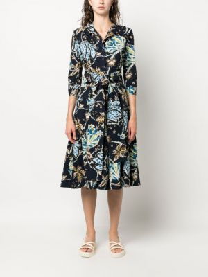 Květinové midi šaty s potiskem Samantha Sung modré