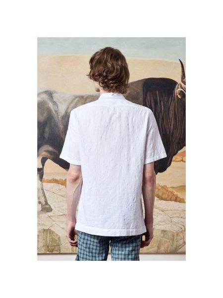 Camisa de algodón de tejido jacquard Massimo Alba blanco