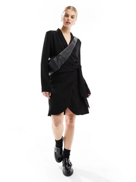 Платье мини с длинным рукавом Morgan черное