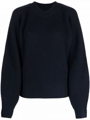 Плетен прилепнал пуловер Isabel Marant синьо
