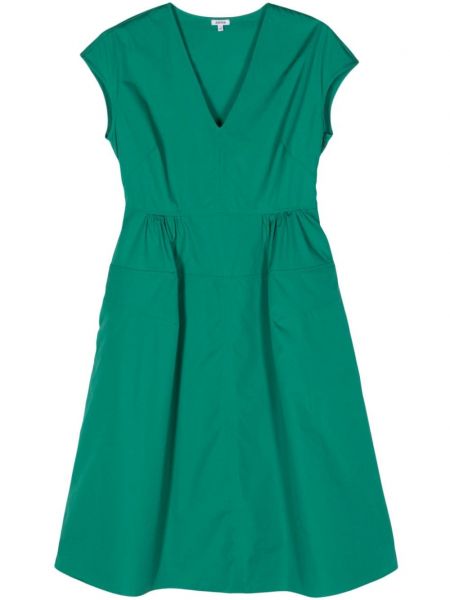 Kokvilnas midi kleita ar v veida izgriezumu Aspesi zaļš