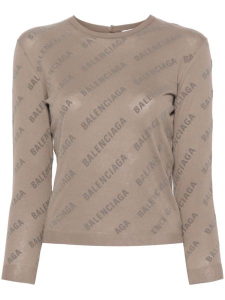 Pamučni džemper Balenciaga smeđa