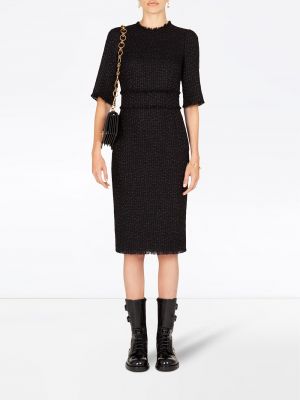 Tvídové midi šaty Dolce & Gabbana černé