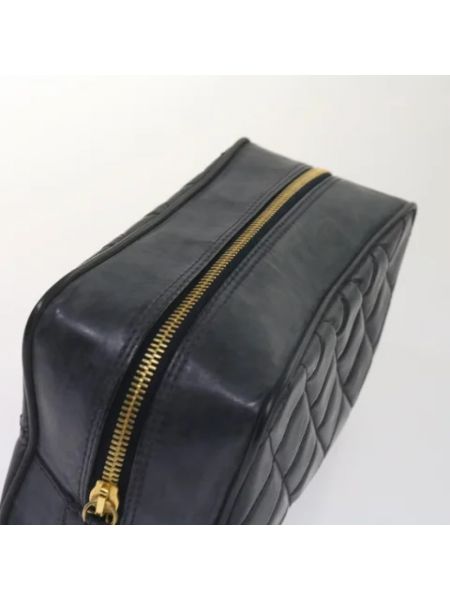 Bolso clutch de cuero retro Chanel Vintage negro
